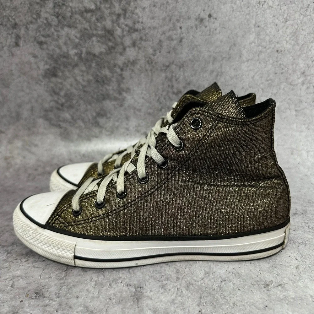 Converse Chuck Taylor All Star Kids Sz 5 Gold Sparkle High Top Sneakers A05388F